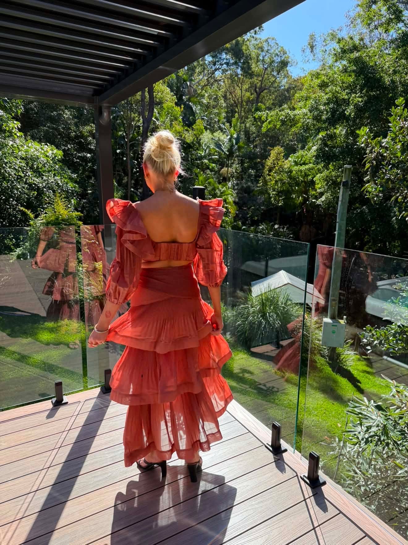Zimmerman Cropped Bodice & Pleated Tiered Skirt in Aragon