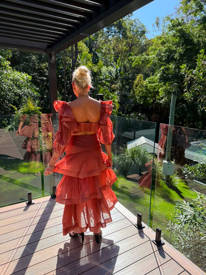 Zimmerman Cropped Bodice & Pleated Tiered Skirt in Aragon