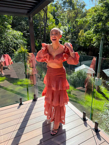 Zimmerman Cropped Bodice & Pleated Tiered Skirt in Aragon