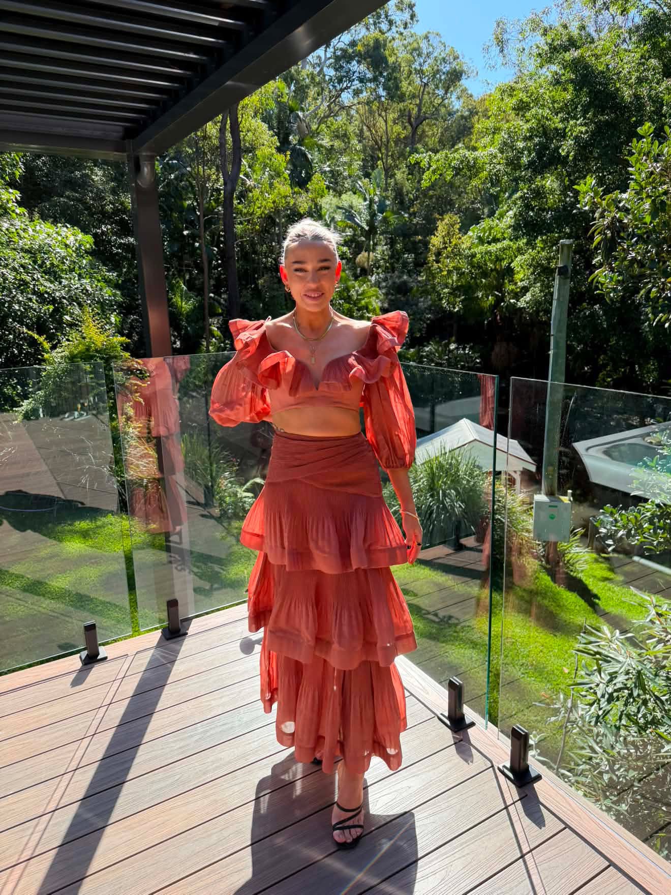 Zimmerman Cropped Bodice & Pleated Tiered Skirt in Aragon