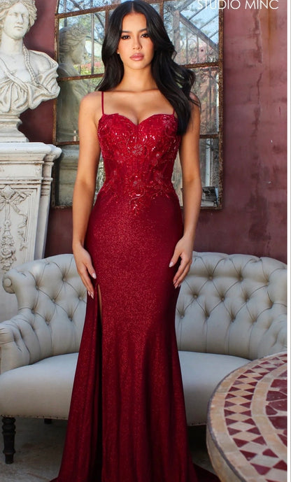 Imperial - Deep Reed Formal Dress Beaded Corset Strapless Fitted Mermaid Silhouette
