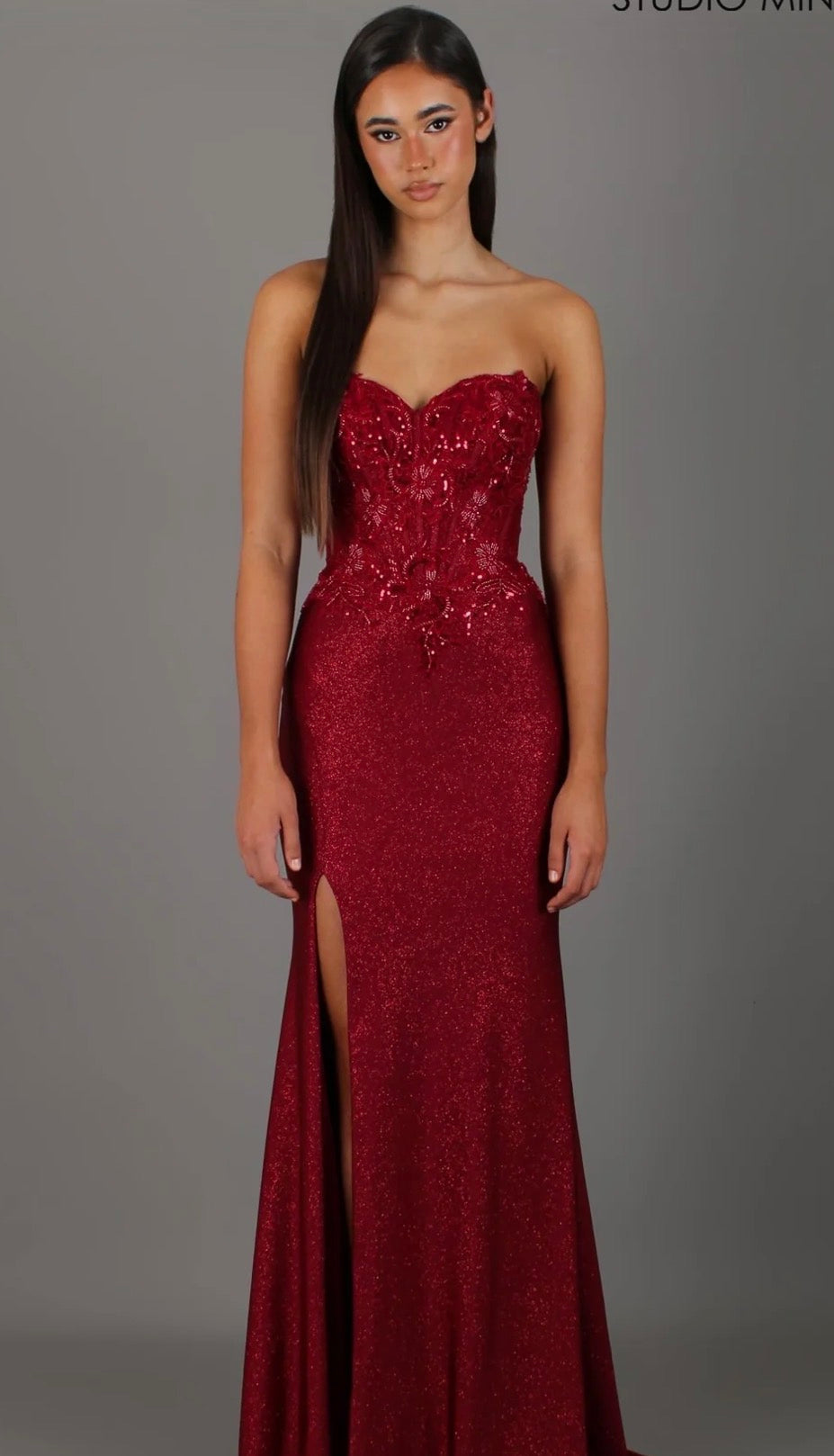 Imperial - Deep Reed Formal Dress Beaded Corset Strapless Fitted Mermaid Silhouette