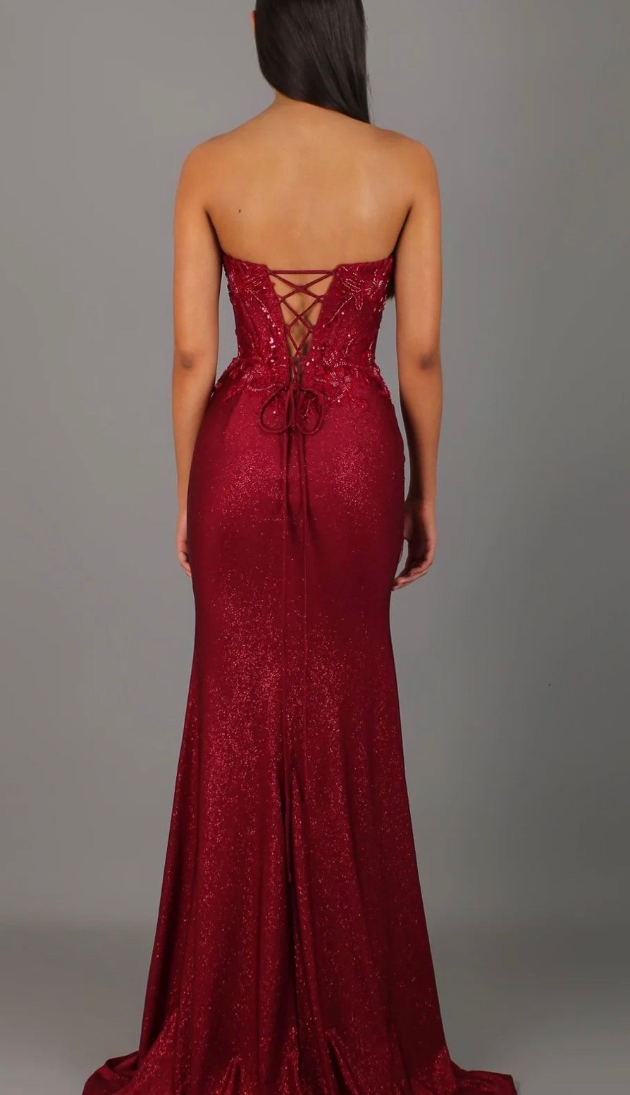 Imperial - Deep Reed Formal Dress Beaded Corset Strapless Fitted Mermaid Silhouette