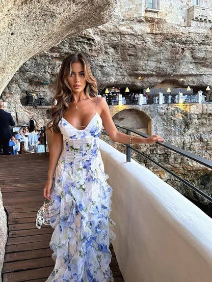 Menti Santorini Iris Flower Dress