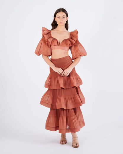 Zimmerman Cropped Bodice & Pleated Tiered Skirt in Aragon